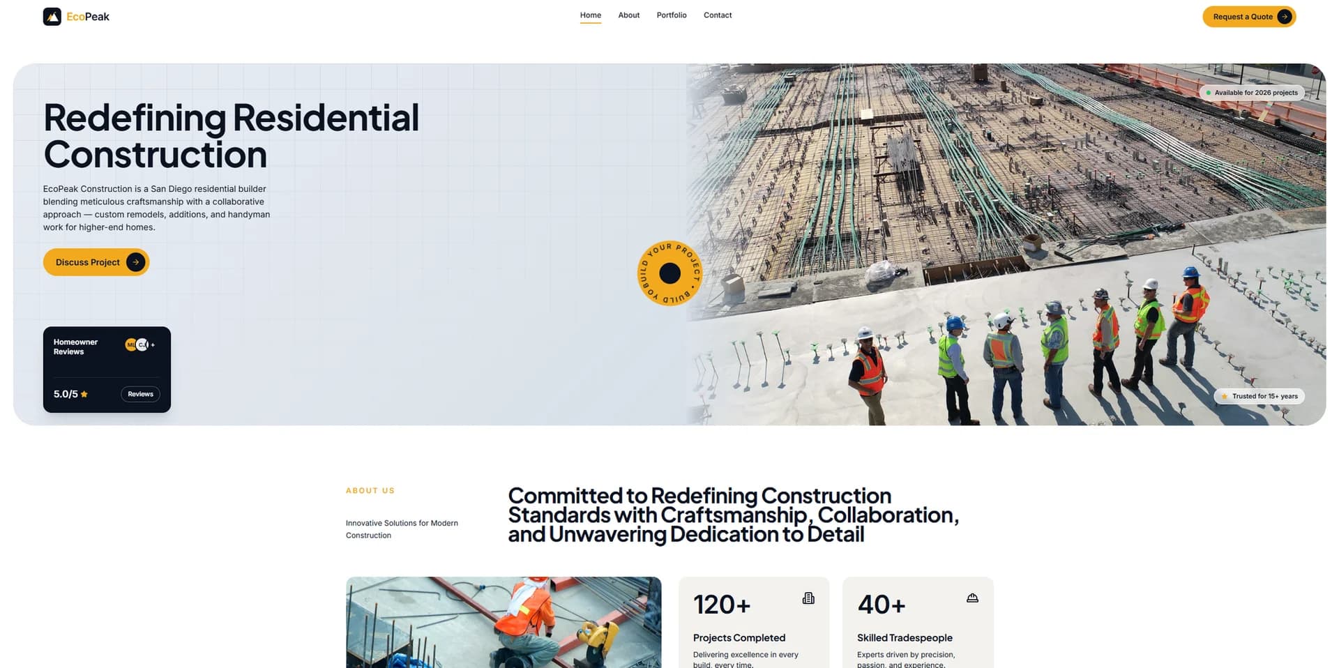 The EcoPeak Construction website