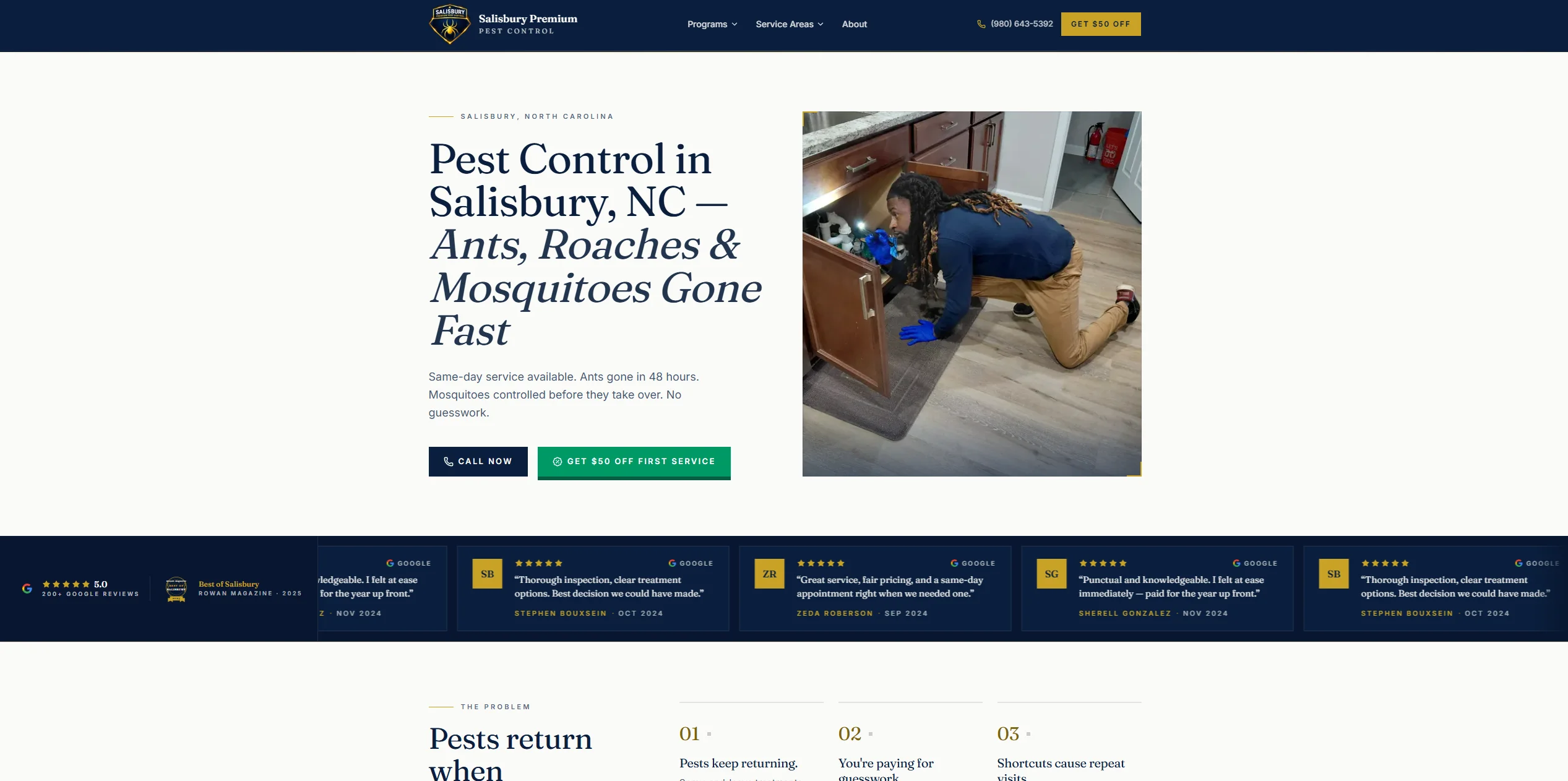 The Salisbury Pest Control website